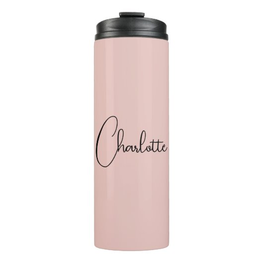 Minimalistische Kalligrafie Script Name Rose Gold Thermosbecher (Vorderseite)