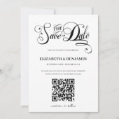 Minimalistische Kalligrafie Script QR Code 3 Foto  Save The Date (Vorderseite)