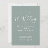 Minimalistische Kalligrafie Script Sage Green Wedd Einladung (Vorderseite)