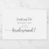 Minimalistische Kalligrafie - Silberbridmaid-Vorsc Schaumweinetikett (Einzelnes Label)