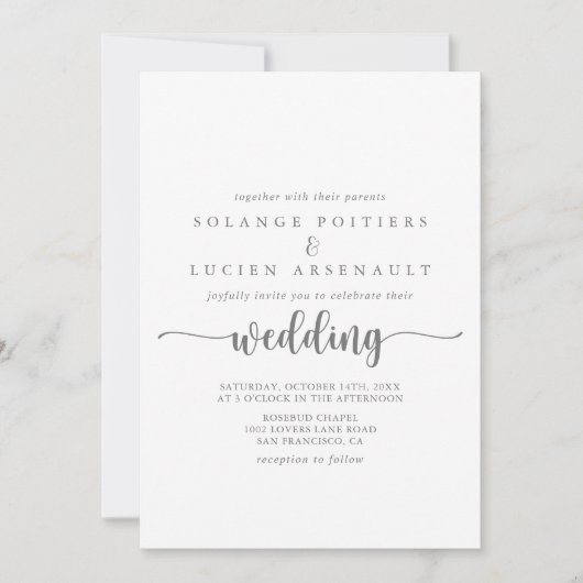 Minimalistische Kalligrafie - Silberhochzeit Einladung (Vorderseite)