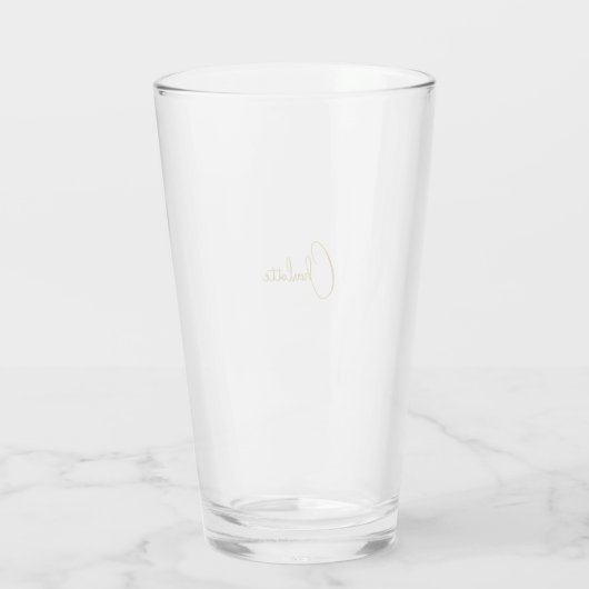 Minimalistische Kalligrafie-Skriptname Gold-Farbe Glas (Rückseite)