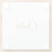 Minimalistische Kalligrafie-Skriptname Gold-Farbe Glasuntersetzer (Rückseite)