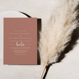 Minimalistische Kalligrafie Terracotta Boda Weddin Einladung