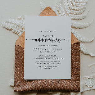 Minimalistische Kalligrafie zum 50. Hochzeitstag Einladung