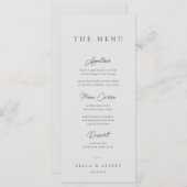 Minimalistische kalligrafische Hochzeit Menükarte (Vorne/Hinten)