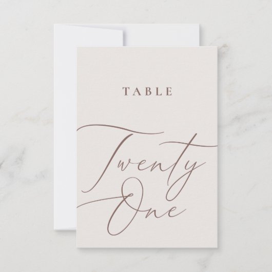 Minimalistische Kalligraphie 21 Tischnummer (Vorderseite)