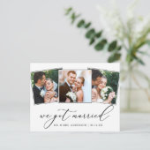 Minimalistische Kalligraphie 3 Foto Wir Got Verhei Postkarte (Stehend Vorderseite)