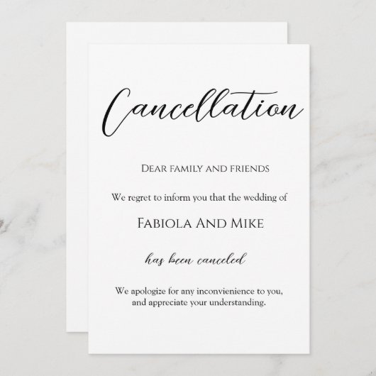 Minimalistische Kalligraphie Ankündigung (Vorne/Hinten)