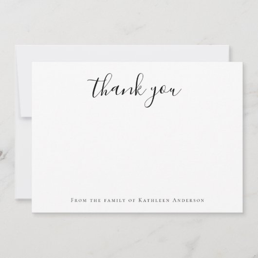 Minimalistische Kalligraphie aus der Familie Dankeskarte (Vorderseite)