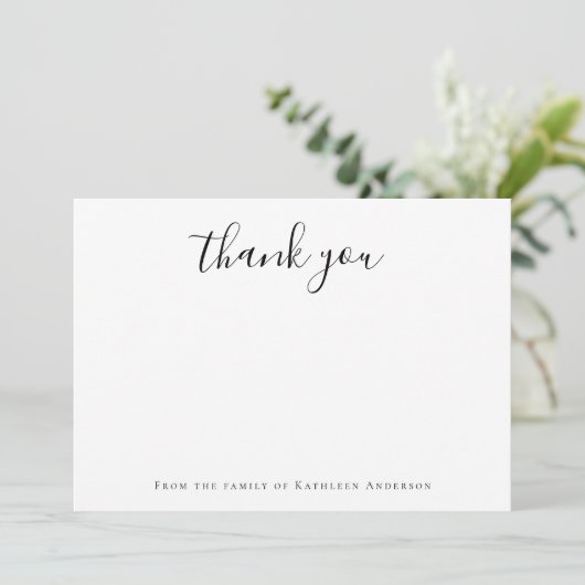 Minimalistische Kalligraphie aus der Familie Dankeskarte (Stehend Vorderseite)