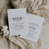 Minimalistische Kalligraphie Bachelorette Wochenen Einladung