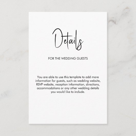 Minimalistische Kalligraphie Begleitkarte (Vorderseite)