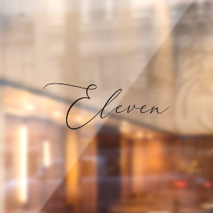 Minimalistische Kalligraphie Black Eleven Tischnum Fensteraufkleber