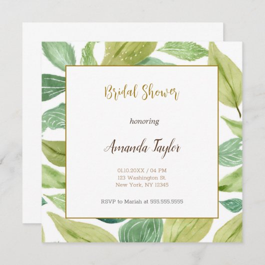 Minimalistische Kalligraphie-Brautparty-Karte (Vorne/Hinten)