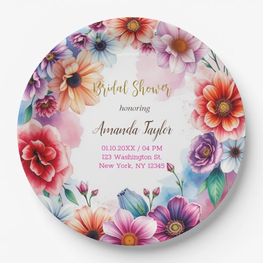 Minimalistische Kalligraphie-Brautparty-Karte Pappteller (Vorderseite)