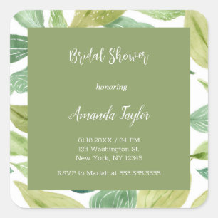 Minimalistische Kalligraphie-Brautparty-Karte Quadratischer Aufkleber