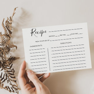 Minimalistische Kalligraphie Brautparty Rezept-Kar