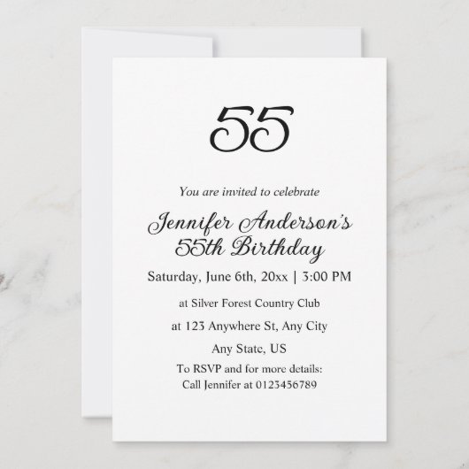 Minimalistische Kalligraphie Einladung (Rückseite)