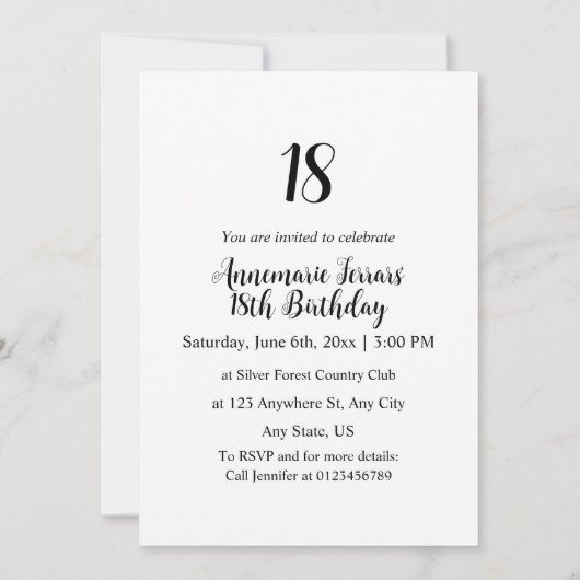 Minimalistische Kalligraphie Einladung (Rückseite)