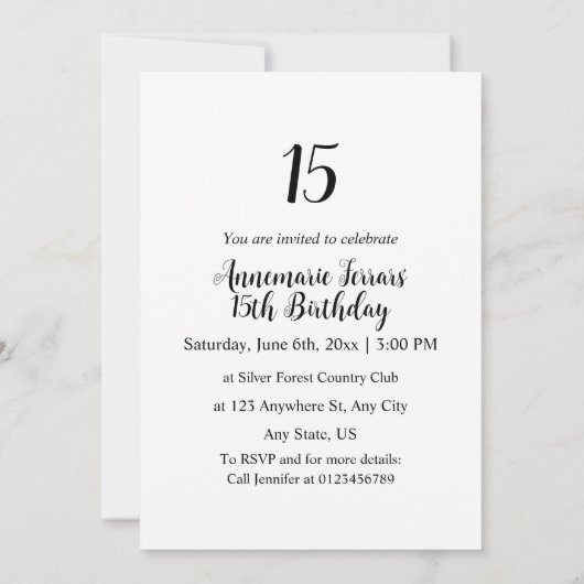 Minimalistische Kalligraphie Einladung (Rückseite)