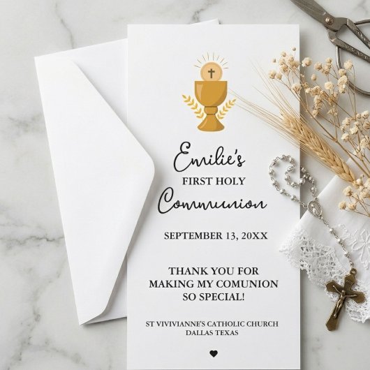 Minimalistische Kalligraphie Erstes Kommuniongebet