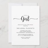 Minimalistische Kalligraphie Es ist eine Mädchendu Einladung (Vorderseite)