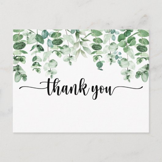 Minimalistische Kalligraphie Eukalyptus Vielen Dan Postkarte (Vorderseite)