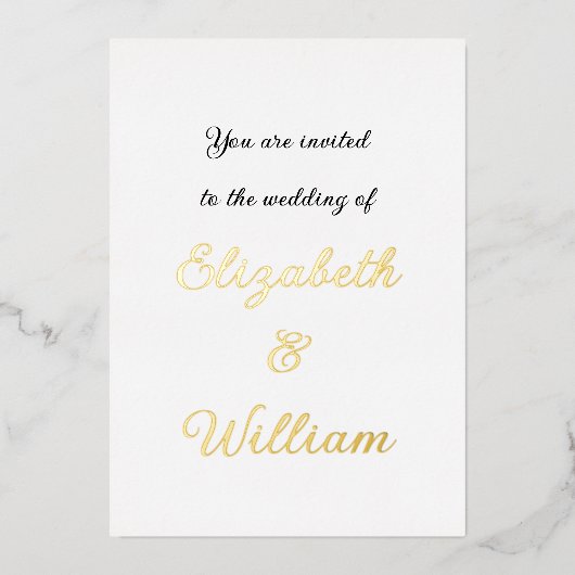 Minimalistische Kalligraphie Folieneinladung (Vorderseite)