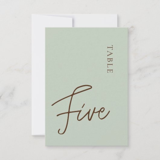Minimalistische Kalligraphie, fünfte Tischnummer (Vorderseite)