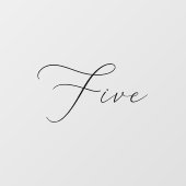 Minimalistische Kalligraphie, fünfte Tischnummer Fensteraufkleber (Blatt)