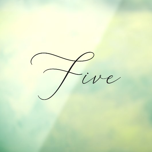 Minimalistische Kalligraphie, fünfte Tischnummer Fensteraufkleber (Blatt 3)