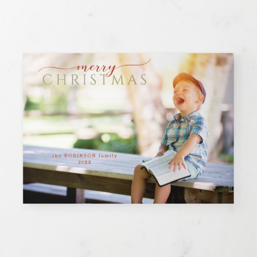 Minimalistische Kalligraphie - Gruß und Foto Dreifach Gefaltete Urlaubskarte (Cover)