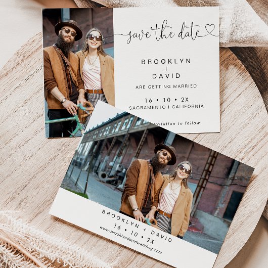 Minimalistische Kalligraphie Herzkarte Save the Da Einladung