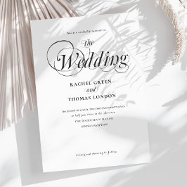 Minimalistische Kalligraphie-Hochzeit in Schwarz u Einladung