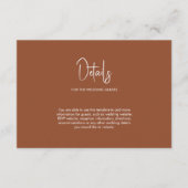 Minimalistische Kalligraphie Hochzeit Terrakotta Begleitkarte (Vorderseite)