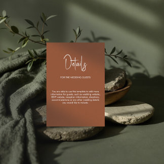 Minimalistische Kalligraphie Hochzeit Terrakotta Begleitkarte