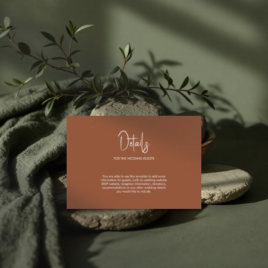 Minimalistische Kalligraphie Hochzeit Terrakotta Begleitkarte