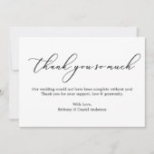 Minimalistische Kalligraphie Hochzeit vielen Dank Karte (Vorderseite)