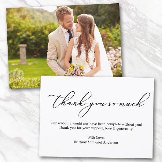 Minimalistische Kalligraphie Hochzeit vielen Dank Karte