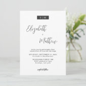 Minimalistische Kalligraphie Monogram Foto Wedding Einladung (Stehend Vorderseite)