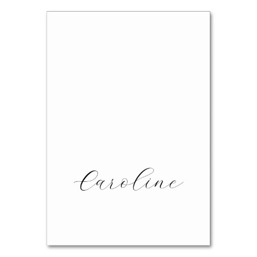 Minimalistische Kalligraphie Name Elegante Platzka Tischnummer (Vorderseite)