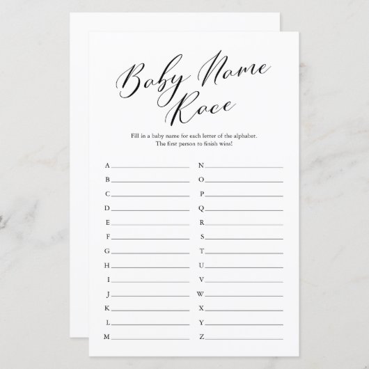 Minimalistische Kalligraphie Name Race Baby Shooti (Vorne/Hinten)