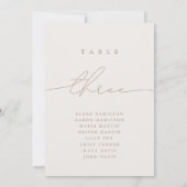 Minimalistische Kalligraphie Neutral Drei Tischnum (Rückseite)