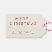 Minimalistische Kalligraphie Niedlich Frohe Weihna Geschenkanhänger (Vorderseite (Horizontal))