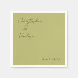 Minimalistische Kalligraphie Olivenöl Grüne Hochze Serviette