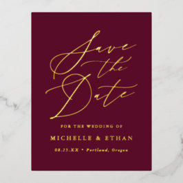 Minimalistische Kalligraphie Save the Date Folie Einladungspostkarte