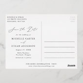 Minimalistische Kalligraphie Save the Date Folie Einladungspostkarte (Rückseite)