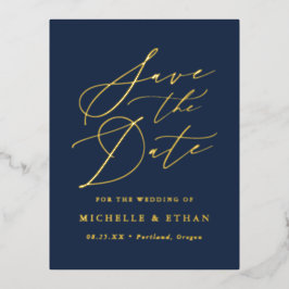 Minimalistische Kalligraphie Save the Date Folie Einladungspostkarte