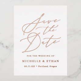 Minimalistische Kalligraphie Save the Date Folie Einladungspostkarte